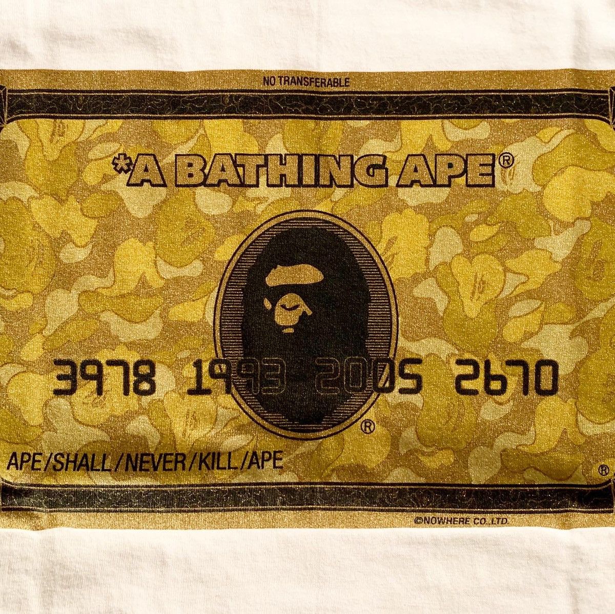 Bape Bape Gold Amex Card Member T-shirt | Grailed