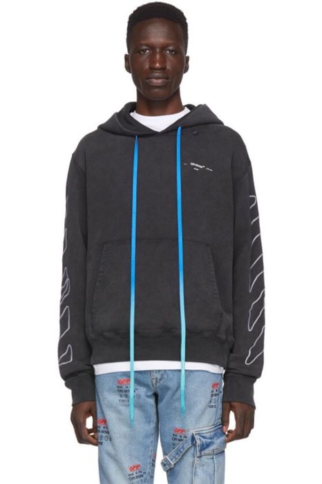 Off-White NEW 2020 Season Black Abstract Arrows Slim Zip Hoodie