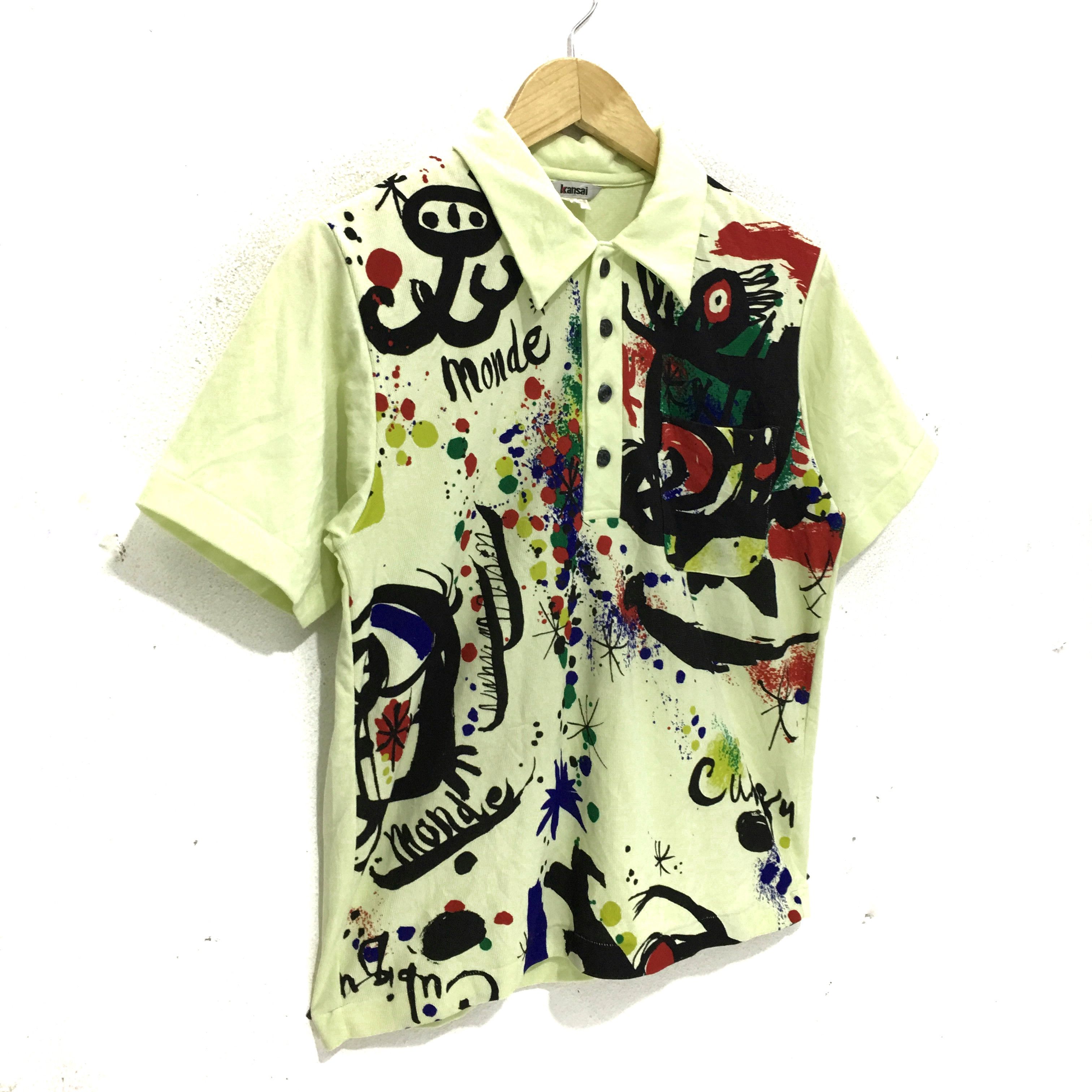 Kansai Yamamoto KANSAI YAMAMOTO Collar Tee Japanese Designer Shirt Size US M / EU 48-50 / 2 - 3 Thumbnail
