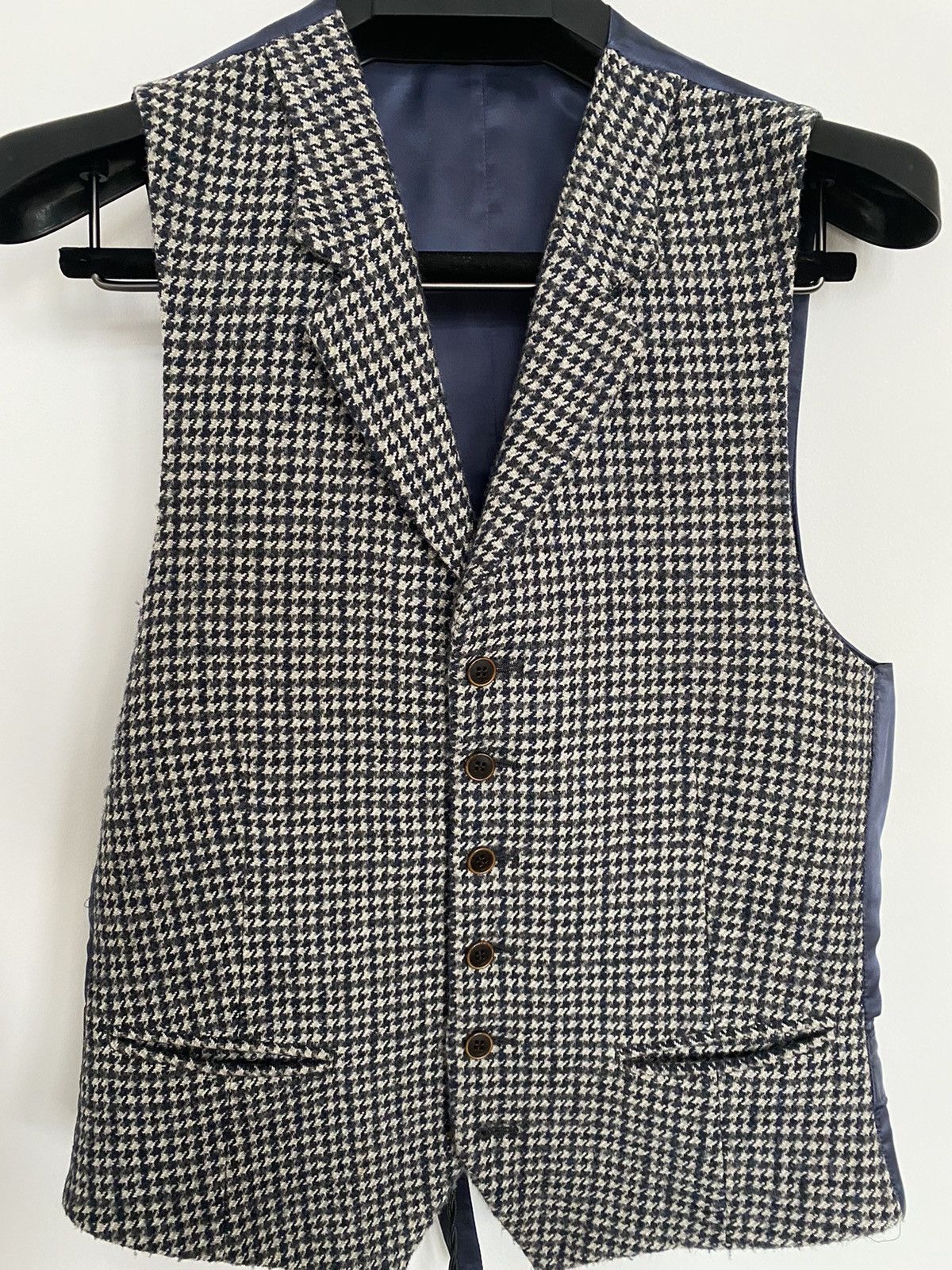 Suitsupply Blue houndstooth Vest Size 36R - 1 Thumbnail