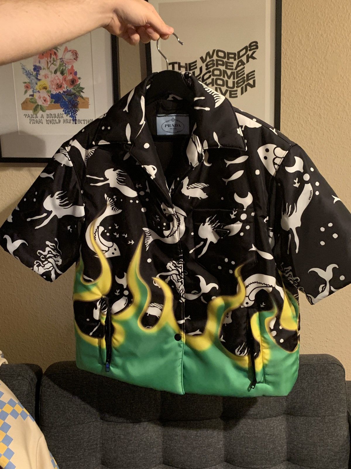 Prada Prada FW18 Mermaid Flame Padded/Puffer Shirt Jacket