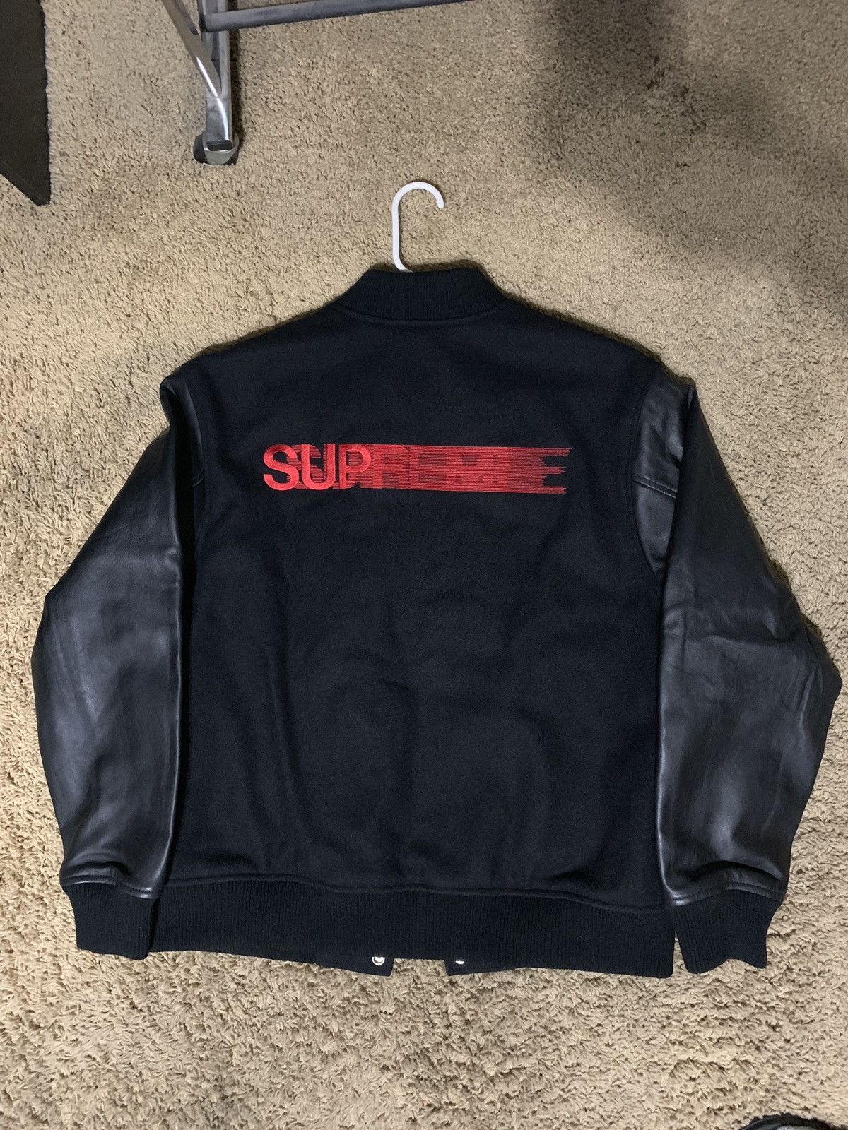 Supreme Supreme Motion Logo Varsity Jacket L FW18 | Grailed