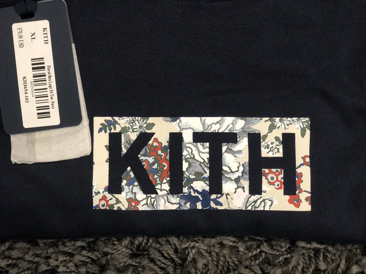 Kith Kith Floral Box Logo Tee Navy | Grailed 
