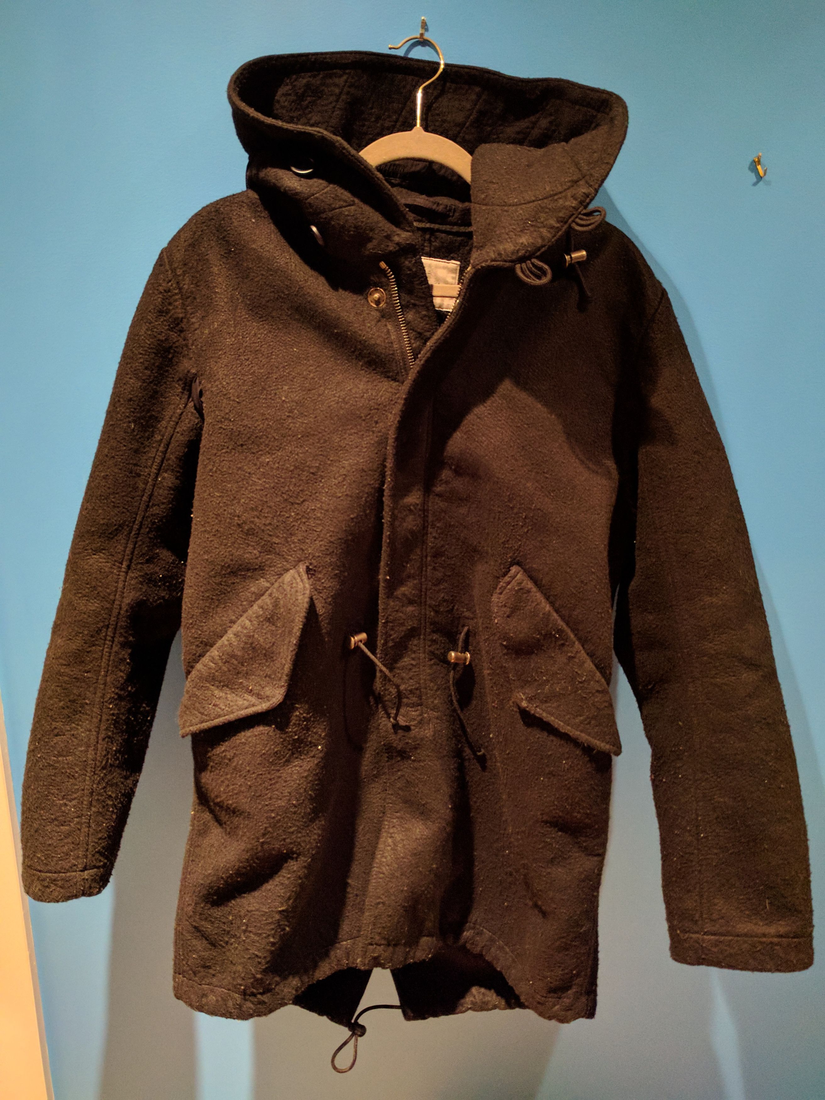 Esemplare Black Boiled Polyester Fishtail Parka Fits L, Tagged XL Size US L / EU 52-54 / 3 - 1 Thumbnail