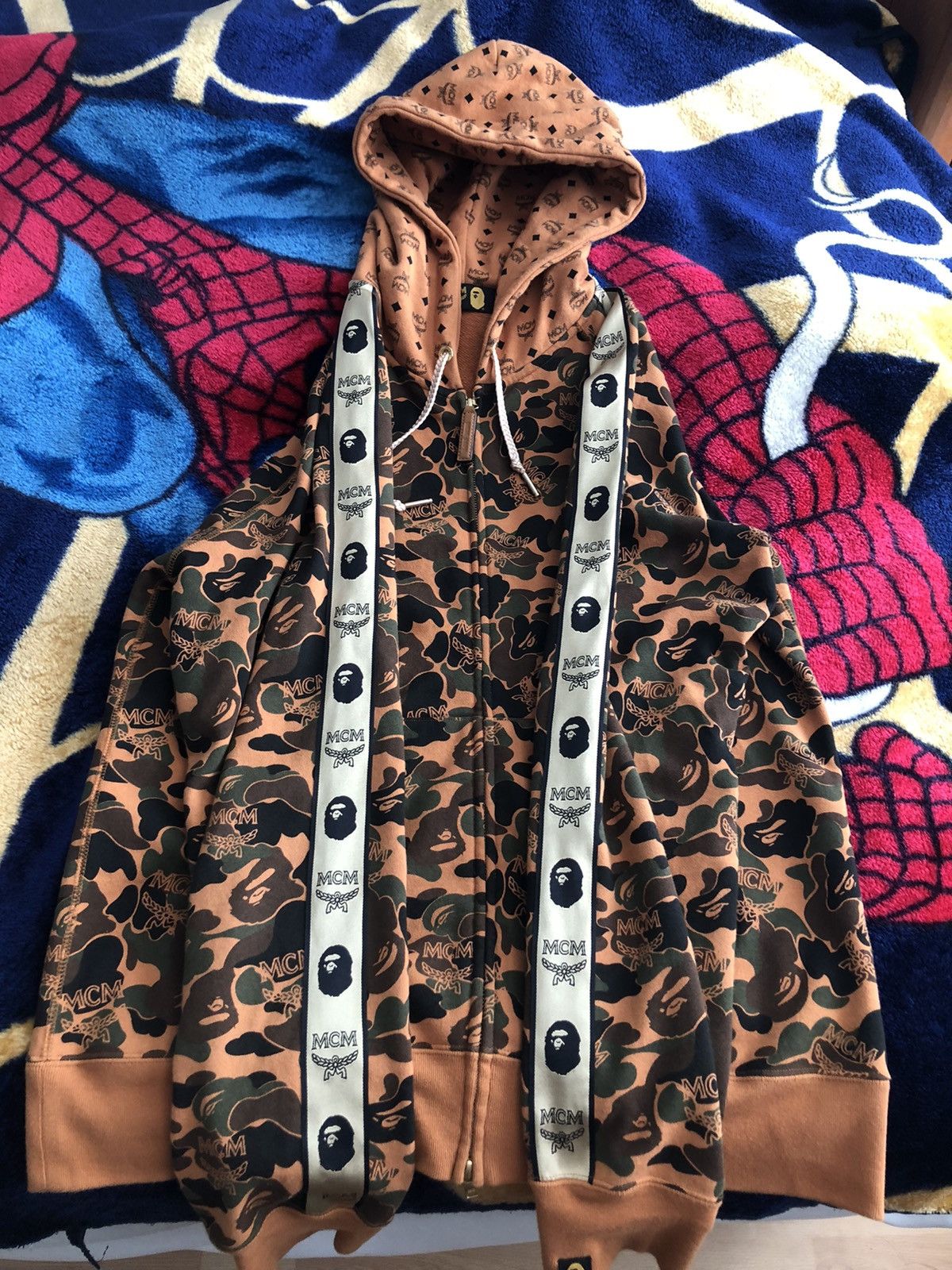 Bape MCM X BAPE CAMO ZIP HOODIE MENS with receipt | Grailed