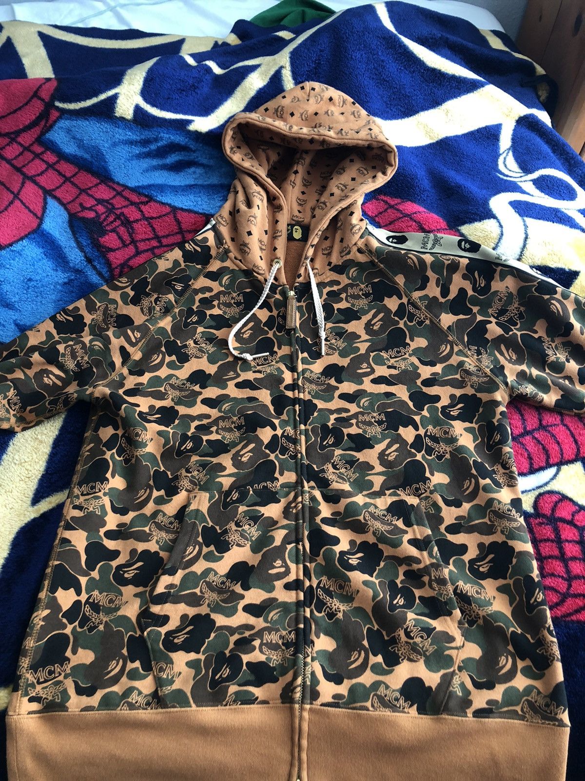 Bape MCM X BAPE CAMO ZIP HOODIE MENS with receipt | Grailed