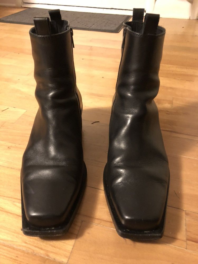 Ann demeulemeester スクエア　サイドジップ　ヒールブーツ Ann Demeulemeester - ANN DEMEULEMEESTER サイドジップ ブーツ