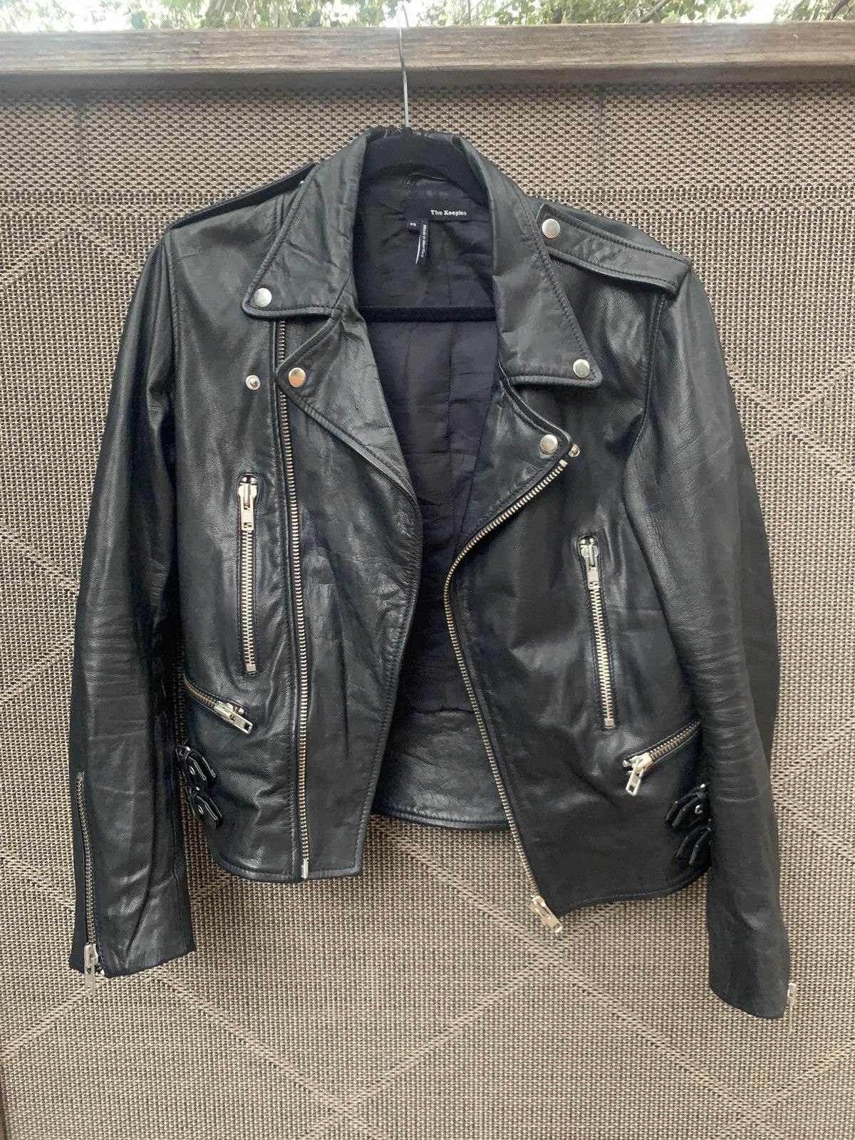 image of The Kooples Leather Biker Jacket in Black, Men's (Size XS)