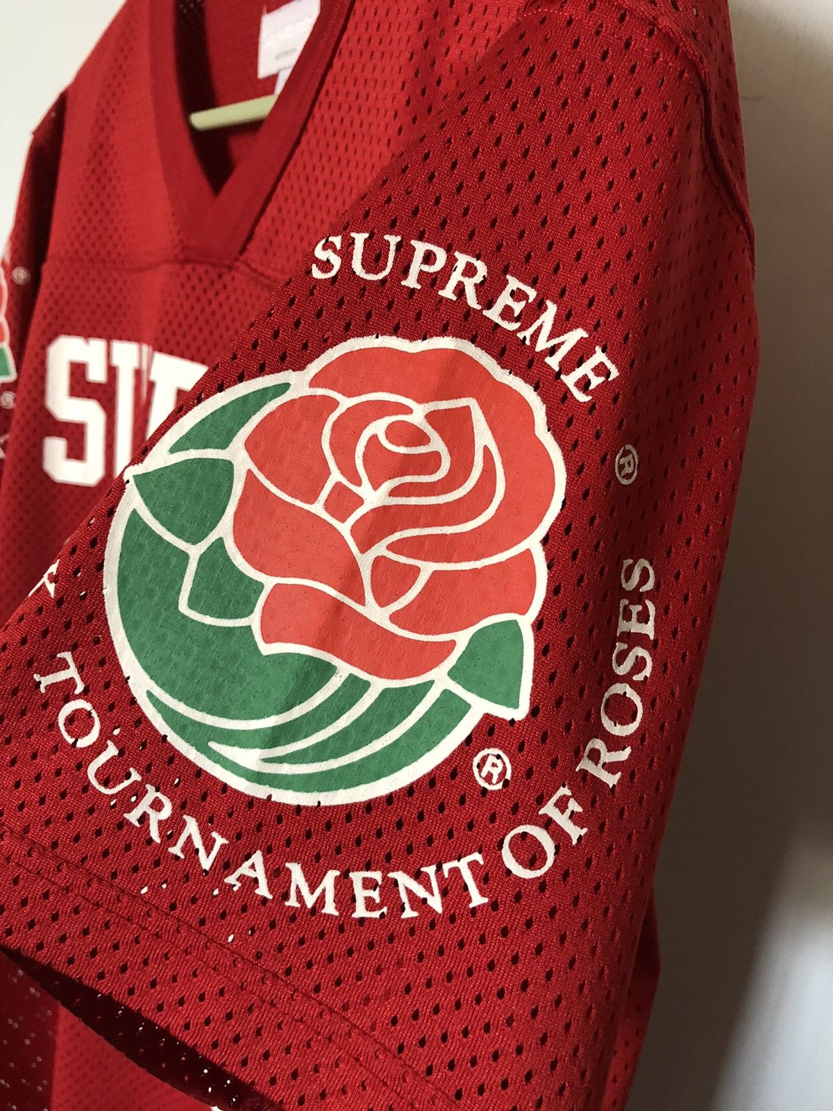 Supreme Supreme Rose Bowl Tournament of Roses Jersey Red #15 | Grailed