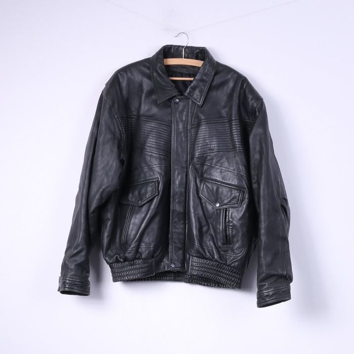 Other Vintage Mens 2XL Leather Jacket Biker Black Bomber Grailed