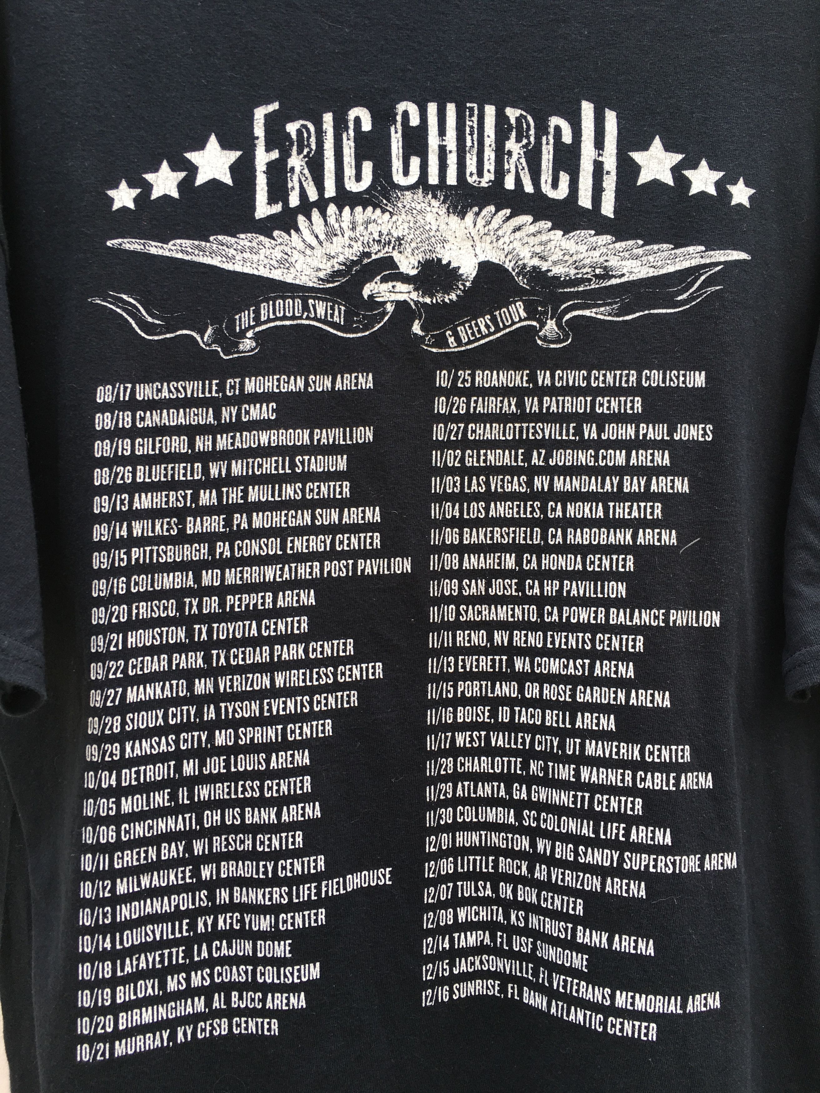Band Tees Eric Church 2012 Blood Sweat and Beers Tour T-Shirt Size US L / EU 52-54 / 3 - 8 Thumbnail