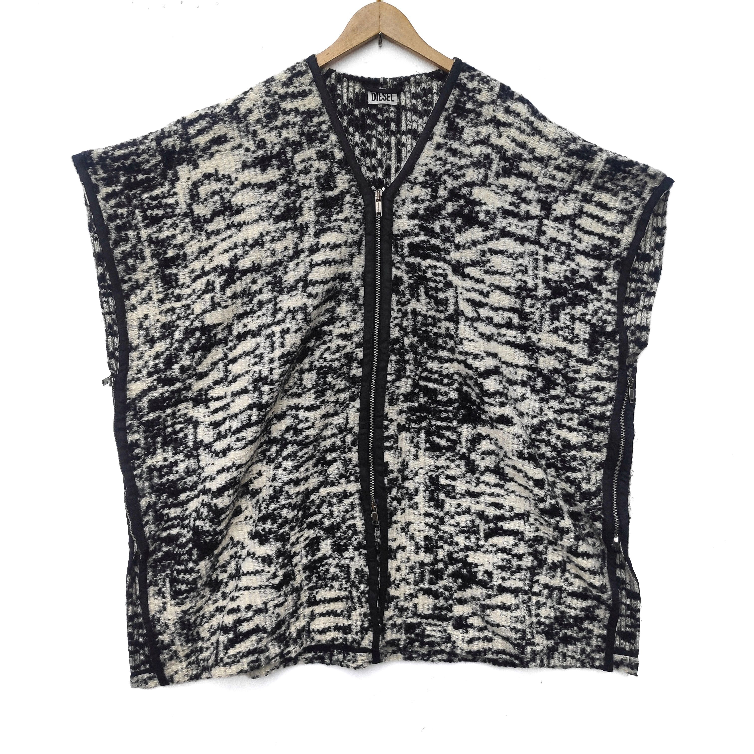 Diesel × Vintage DIESEL SHORT SLEEVE OUTER WEAR WOOL Italy Ivory Black Size US M / EU 48-50 / 2 - 1 Thumbnail