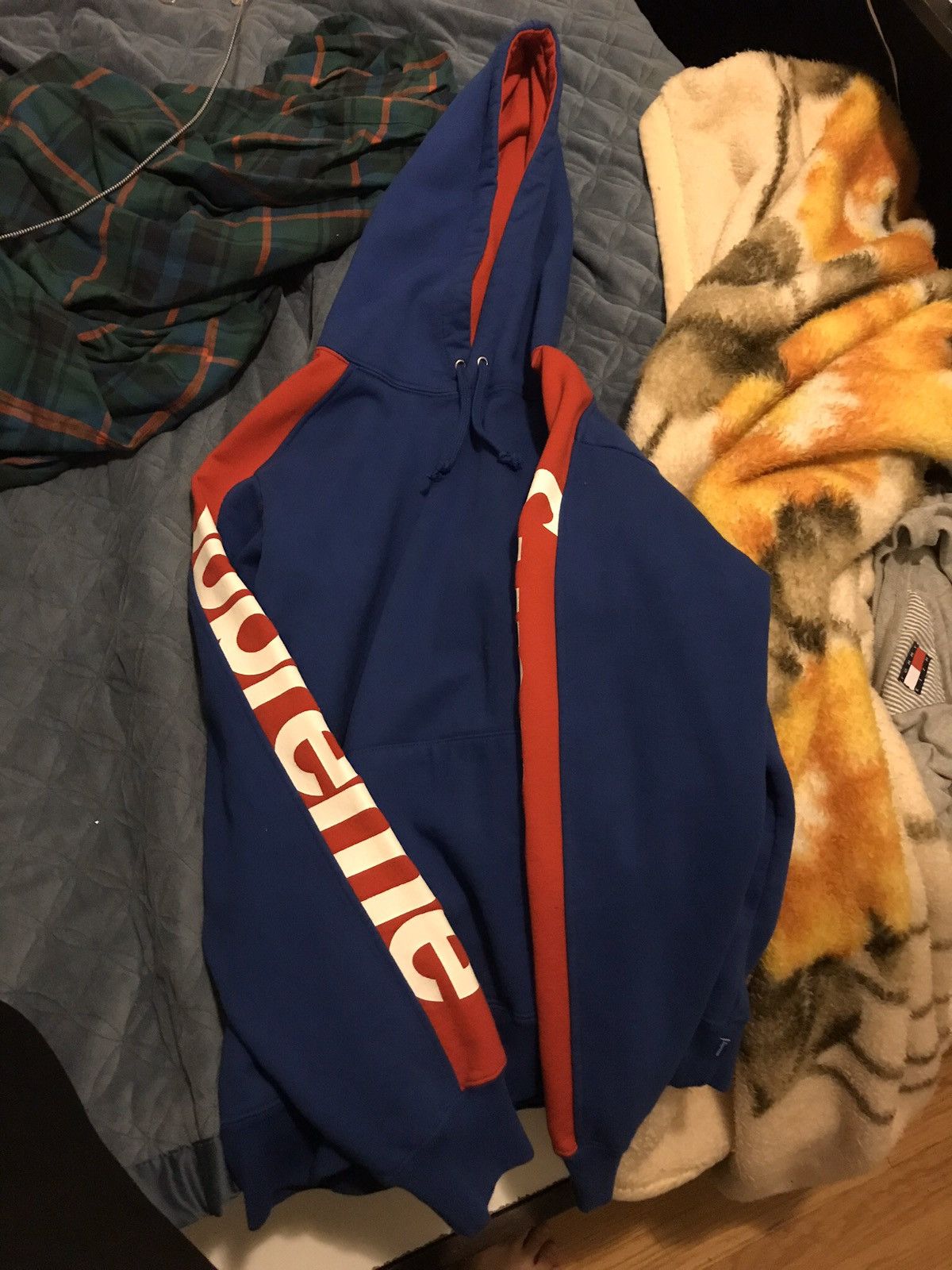 Supreme sideline hoodie red and blue Tops