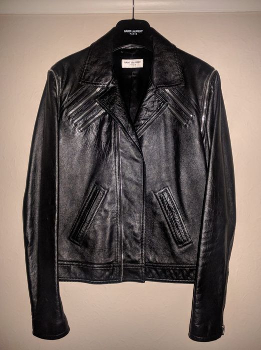 Saint laurent multi on sale zip leather jacket