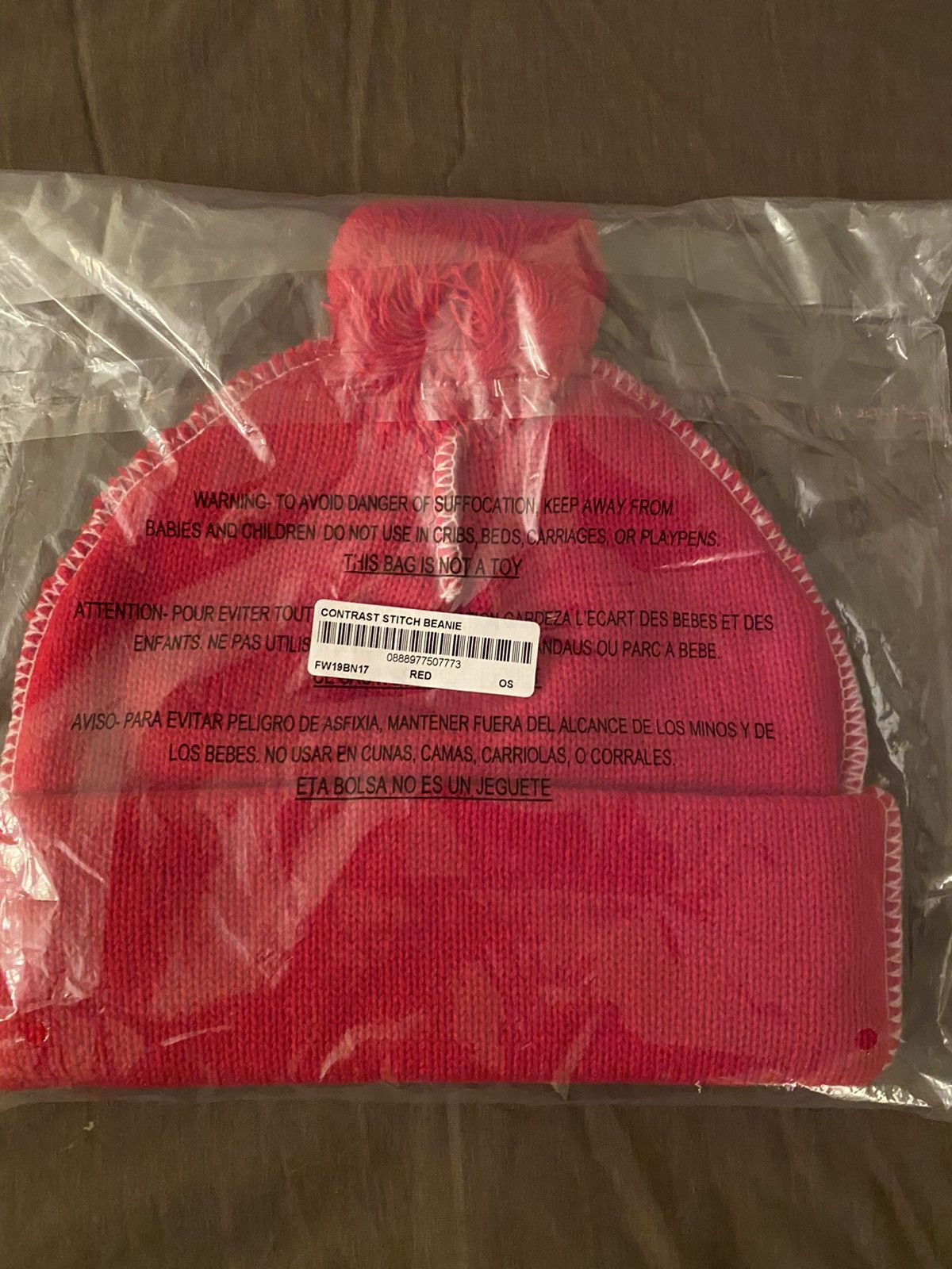 Supreme Supreme Contrast Stitch Beanie (Red) Size ONE SIZE - 2 Thumbnail