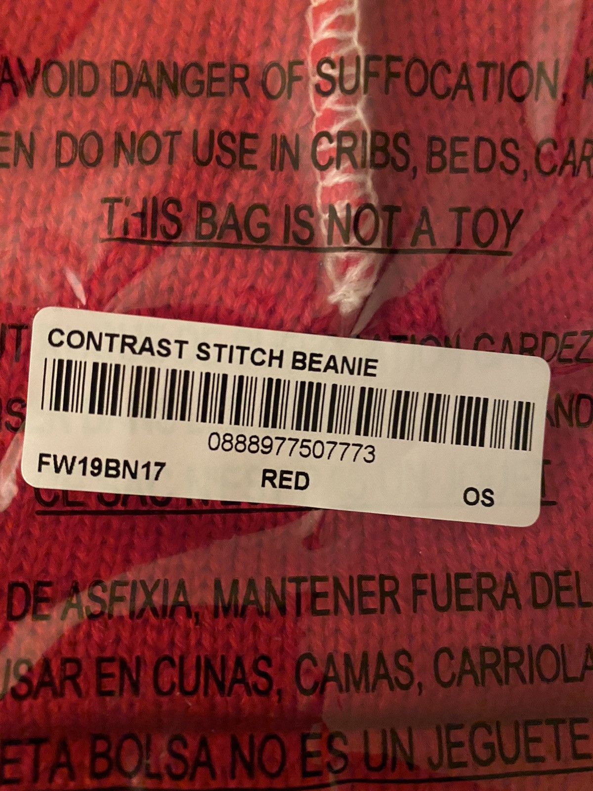 Supreme Supreme Contrast Stitch Beanie (Red) Size ONE SIZE - 3 Thumbnail