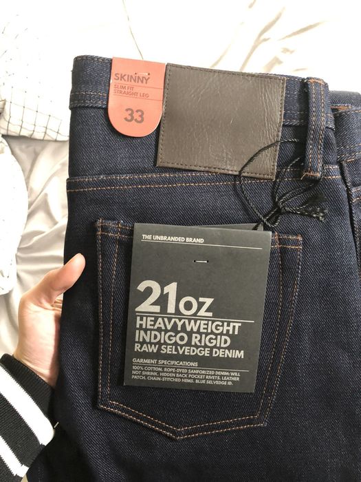 The Unbranded Brand UB121 - Skinny Fit 21oz Indigo Selvedge Denim