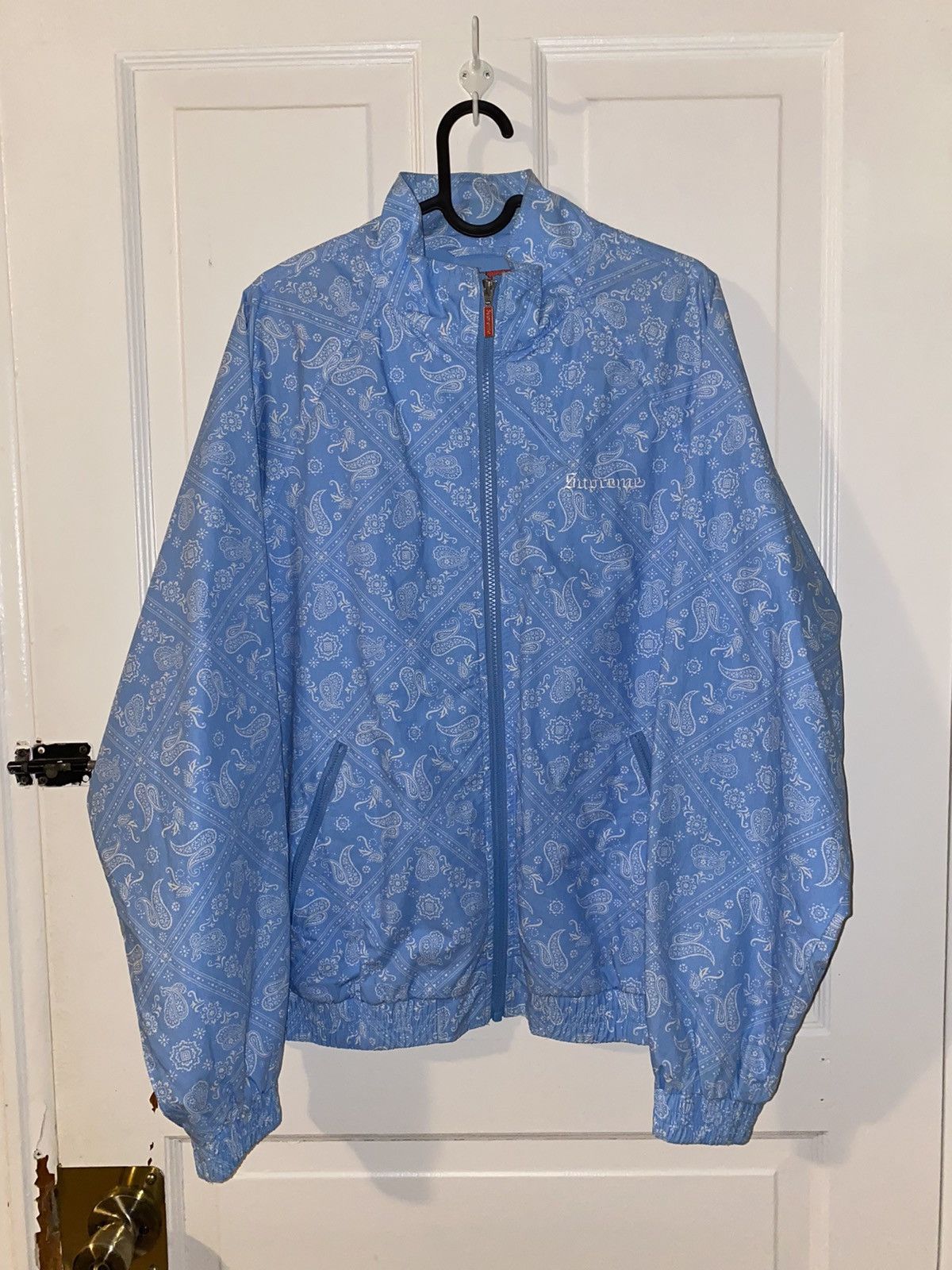 Supreme Supreme Bandana Track Jacket Light Blue SS18 | Grailed