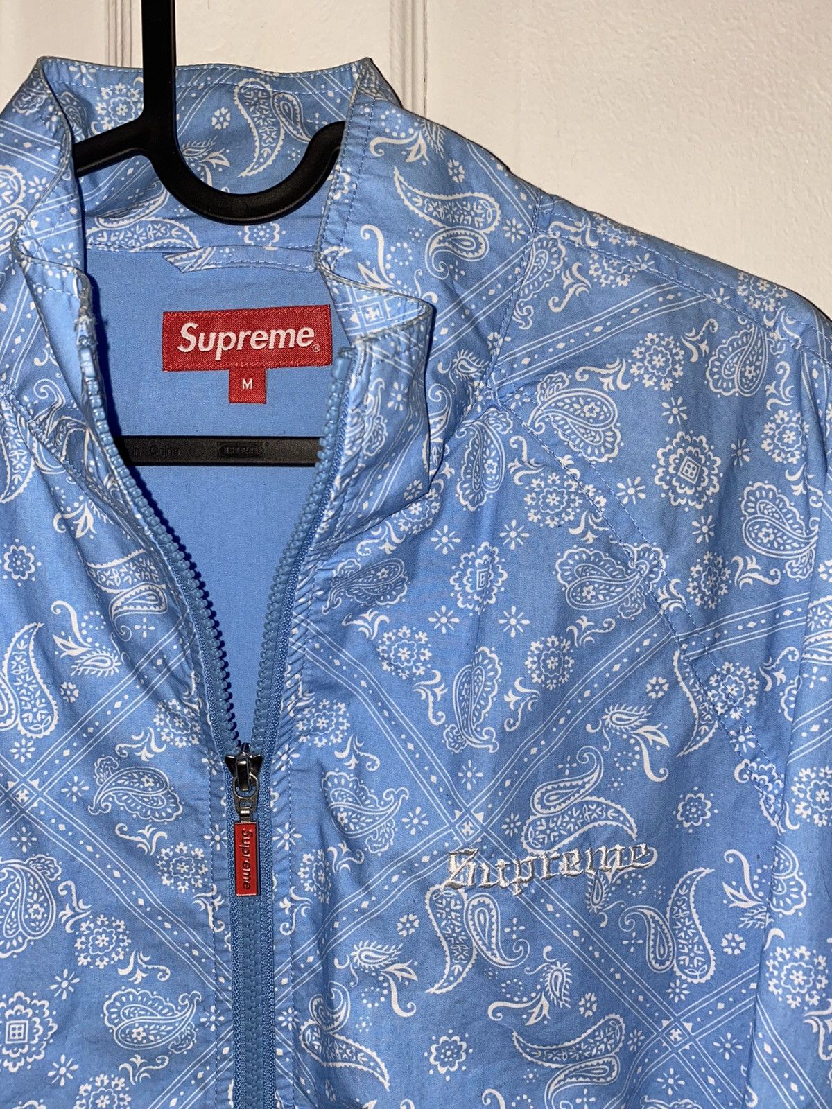 Supreme Supreme Bandana Track Jacket Light Blue SS18 | Grailed