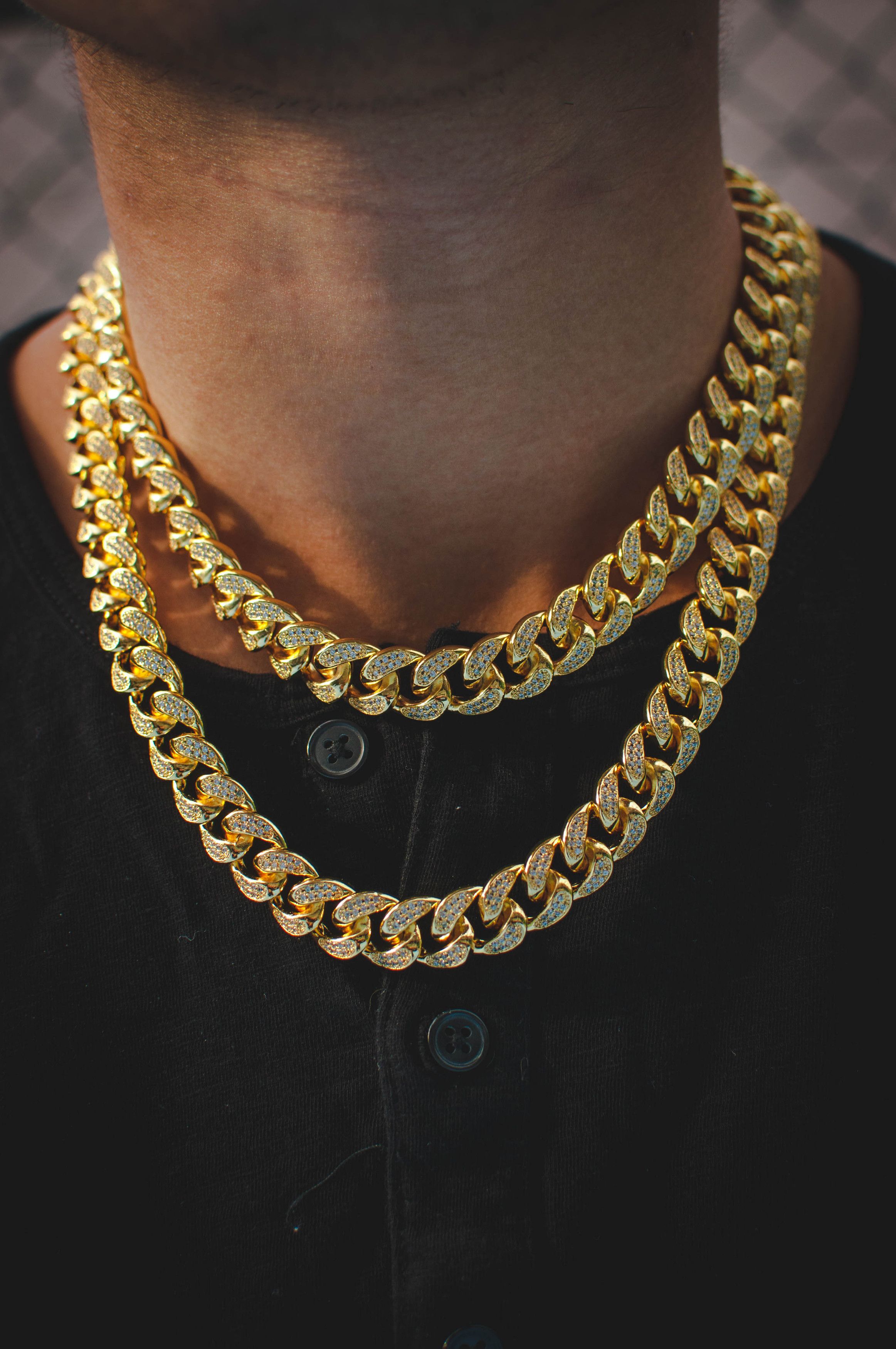 Jewelry 14k Gold Iced Out Diamond Cuban Link Choker Necklace Bundle Size ONE SIZE - 2 Thumbnail