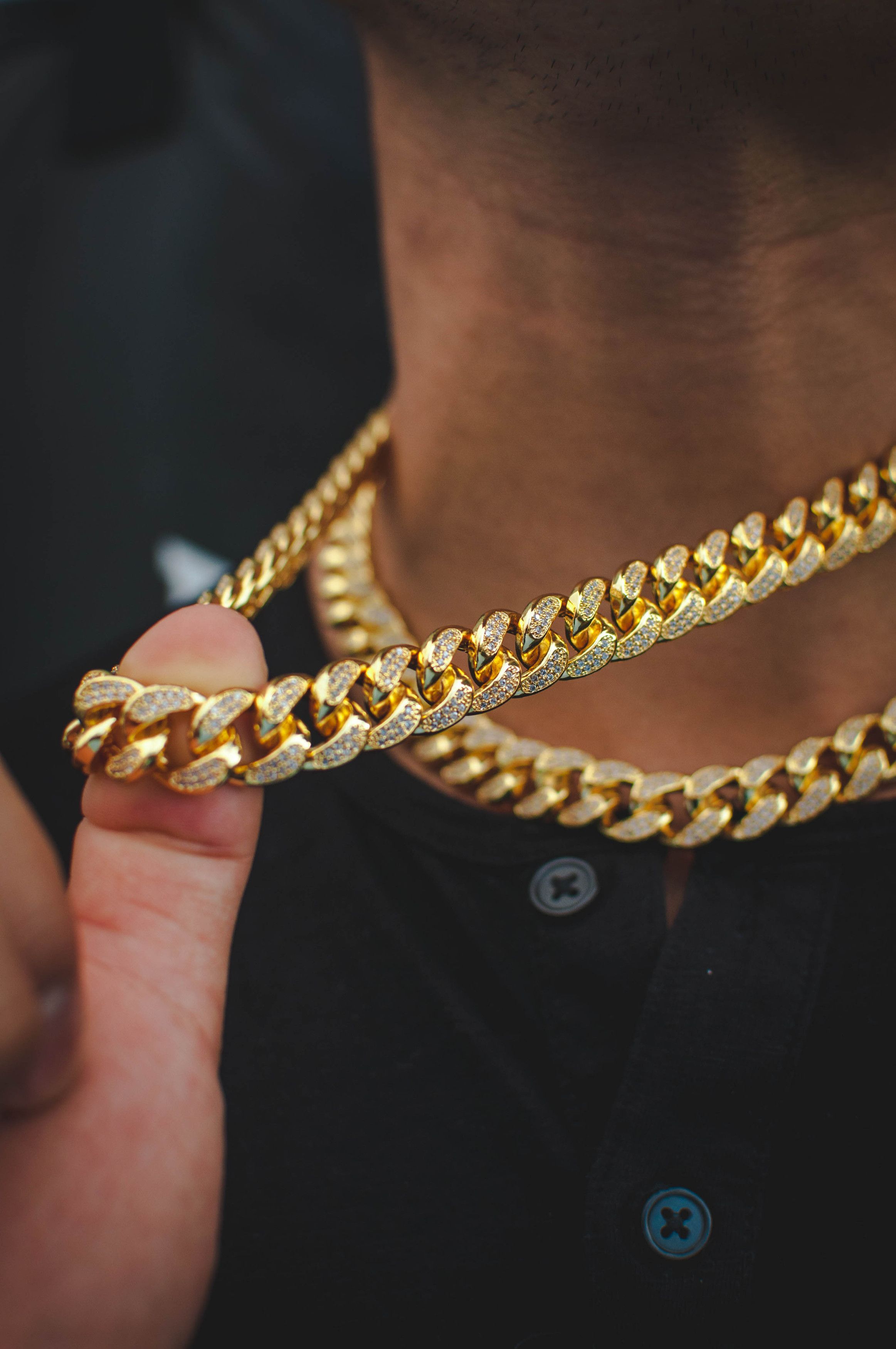 Jewelry 14k Gold Iced Out Diamond Cuban Link Choker Necklace Bundle Size ONE SIZE - 3 Thumbnail