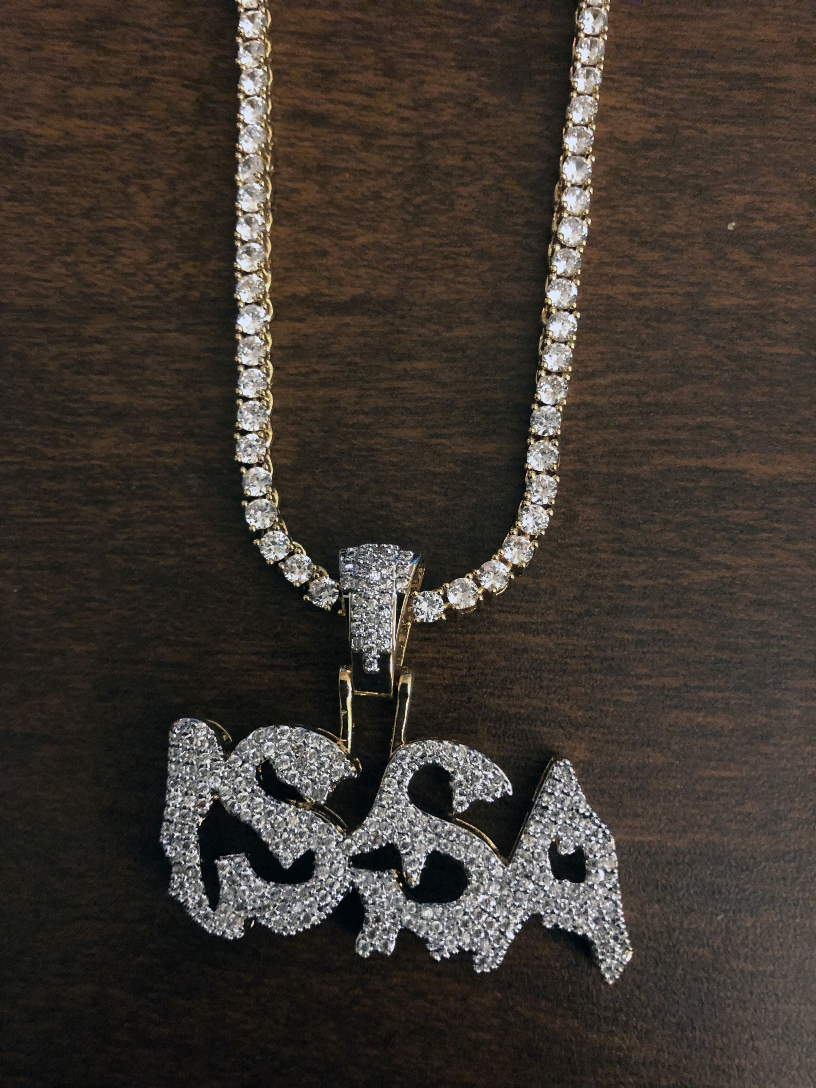 Jewelry 18k Yellow Gold issa w/ Tennis Chain Necklace Chain Pendant Size ONE SIZE - 3 Thumbnail