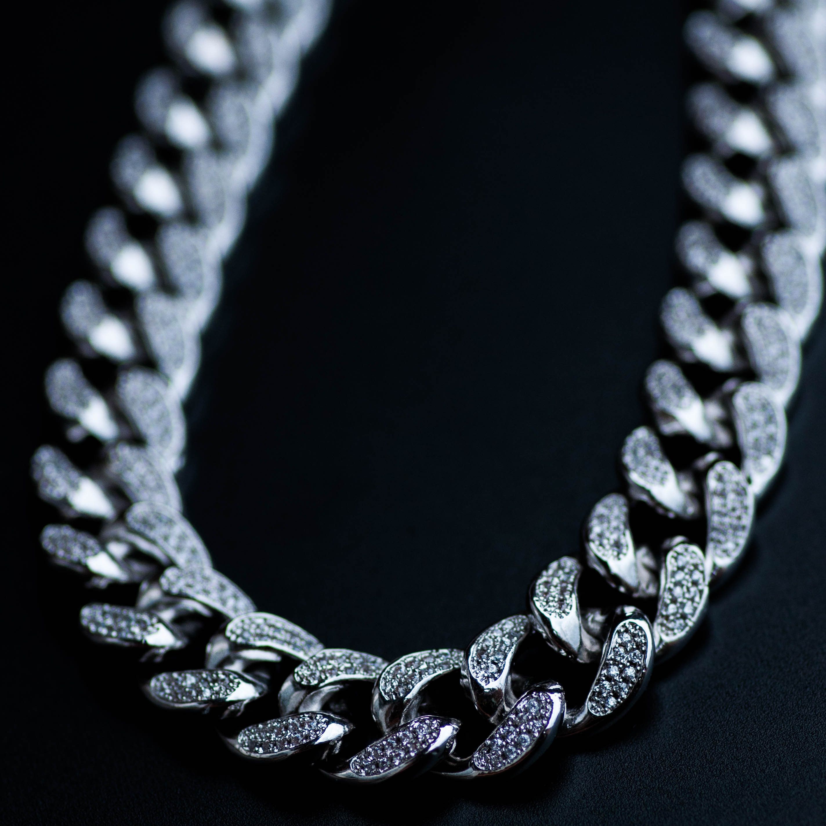 Jewelry 14k White Gold Iced Out Diamond Cuban Link Chain Bundle Size ONE SIZE - 2 Thumbnail