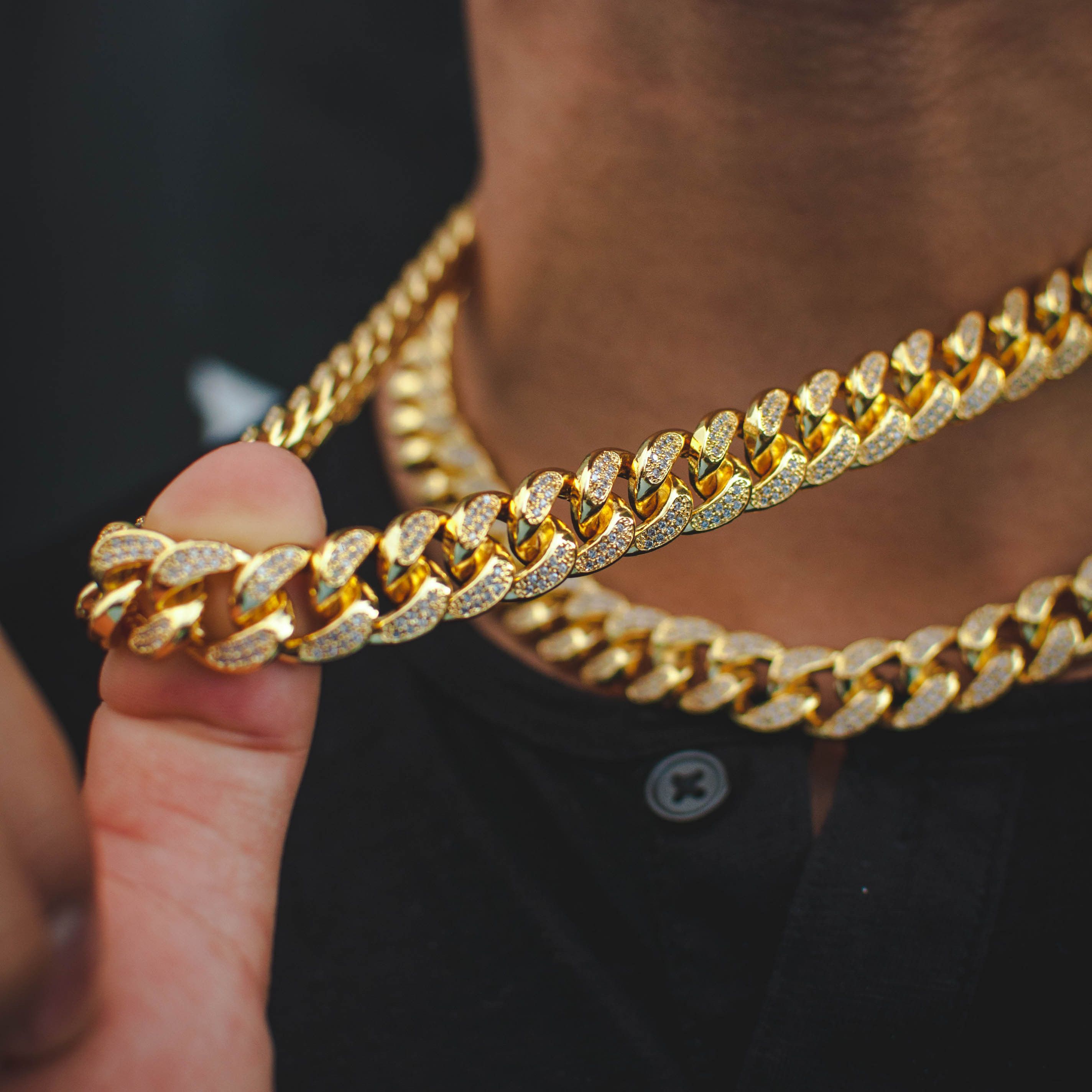 Jewelry 14k Yellow Gold Iced Out Diamond Cuban Link Choker Necklace Size ONE SIZE - 2 Thumbnail
