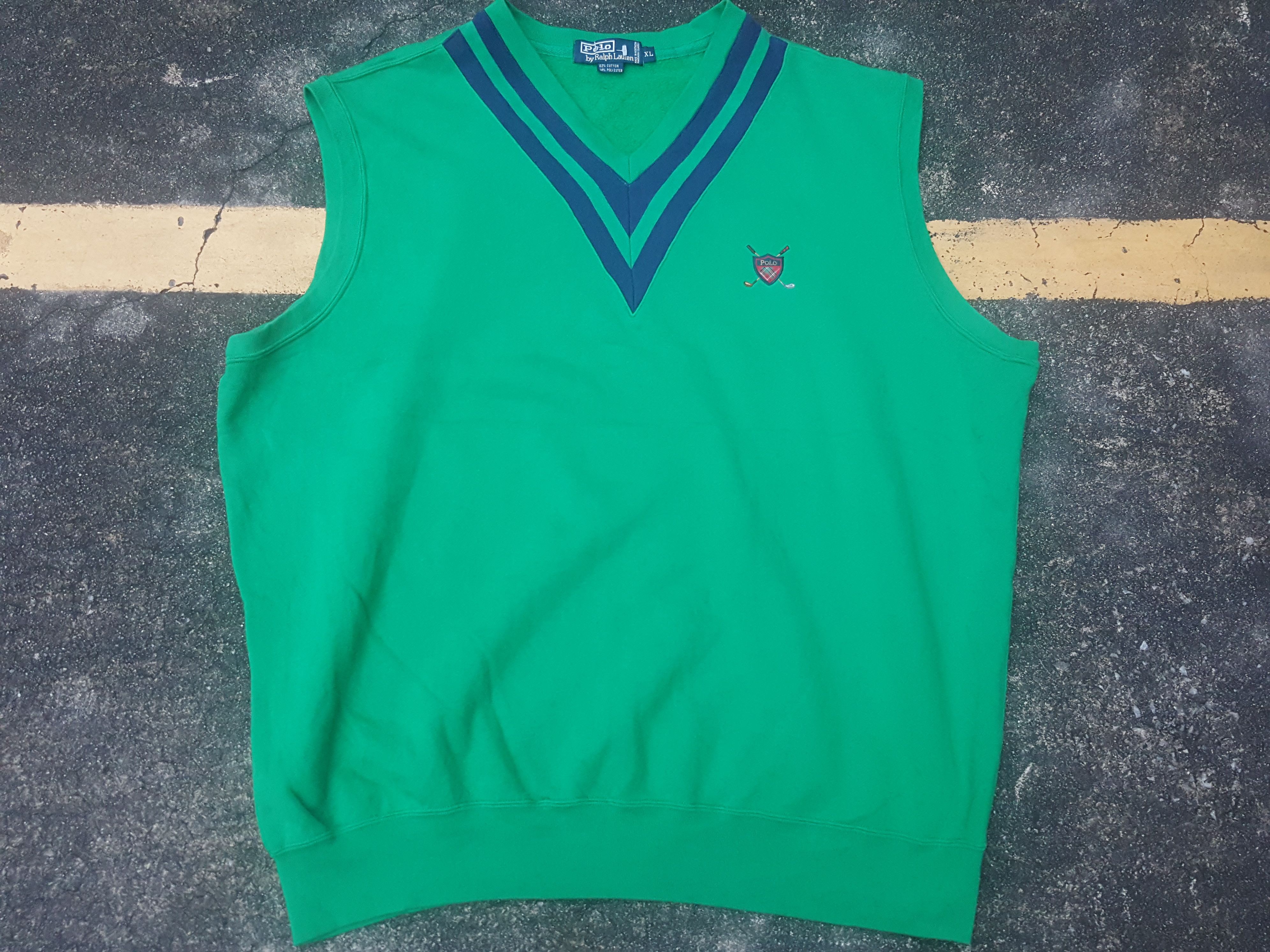 VTG POLO SPORT Golf Crewneck Sleeveless Cardigan Sweater Prl 67 By