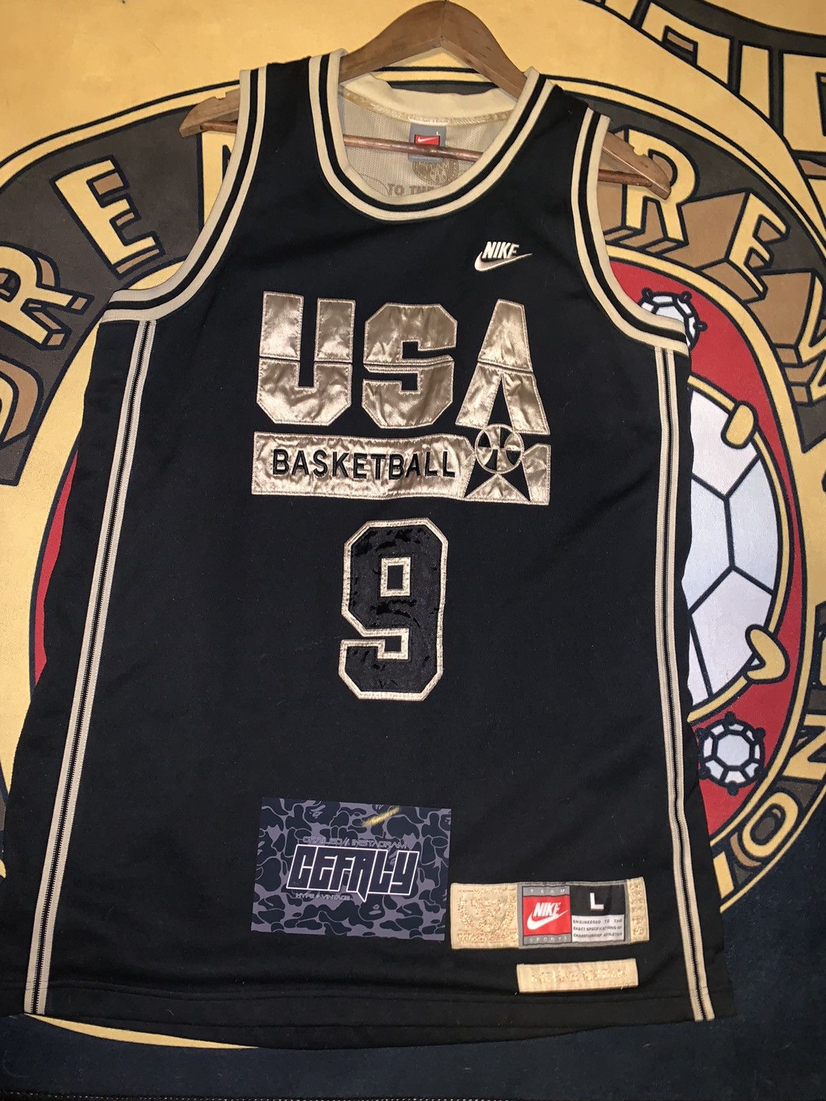 Nike Vintage Michael Jordan Team USA Dream Team Jersey Black Gold Large Grailed