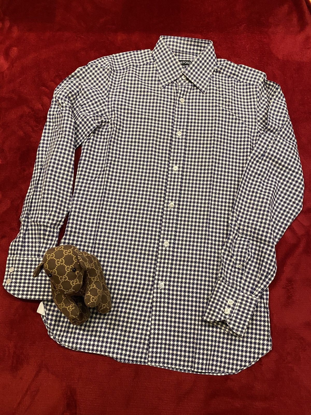 Tom Ford Tom Ford Blue White Graphic Cotton Shirt Size US M / EU 48-50 / 2 - 1 Thumbnail