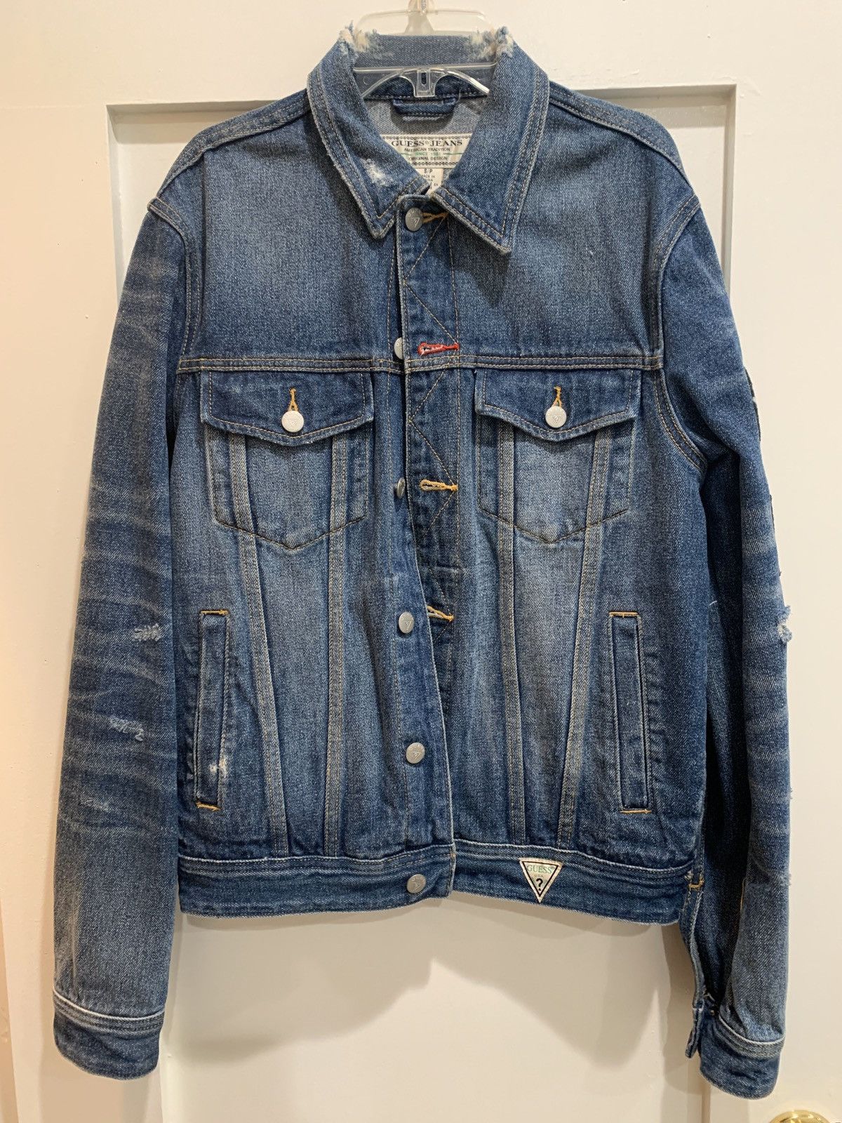 Guess distressed hot sale denim jacket