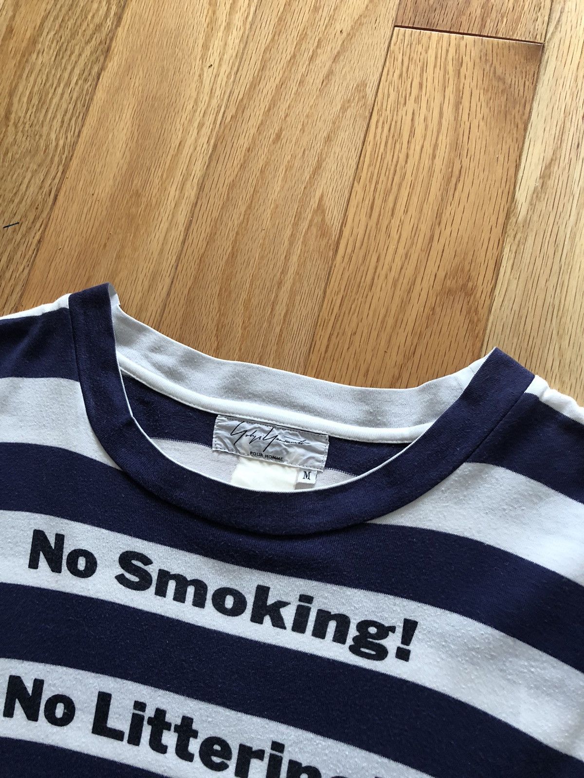 Yohji Yamamoto Yohji Yamamoto Pour Homme “NO” Striped Long Sleeve Shirt Size US XL / EU 56 / 4 - 4 Thumbnail