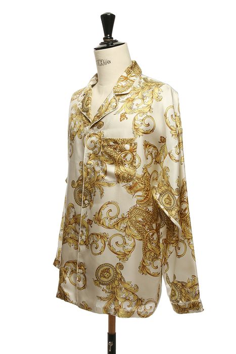 Versace new VERSACE white silk gold oriental dragon baroque printed pyjama shirt top XS Size US XS / EU 42 / 0 - 2 Preview