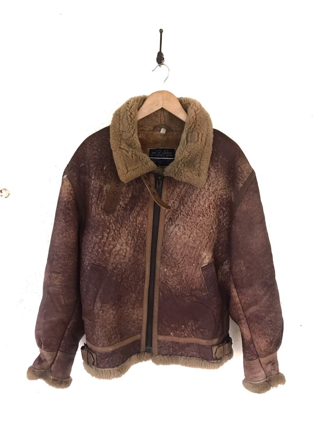 80s old stussy b-3 jacket Type B3 Military Bomber Flight Sheepskin