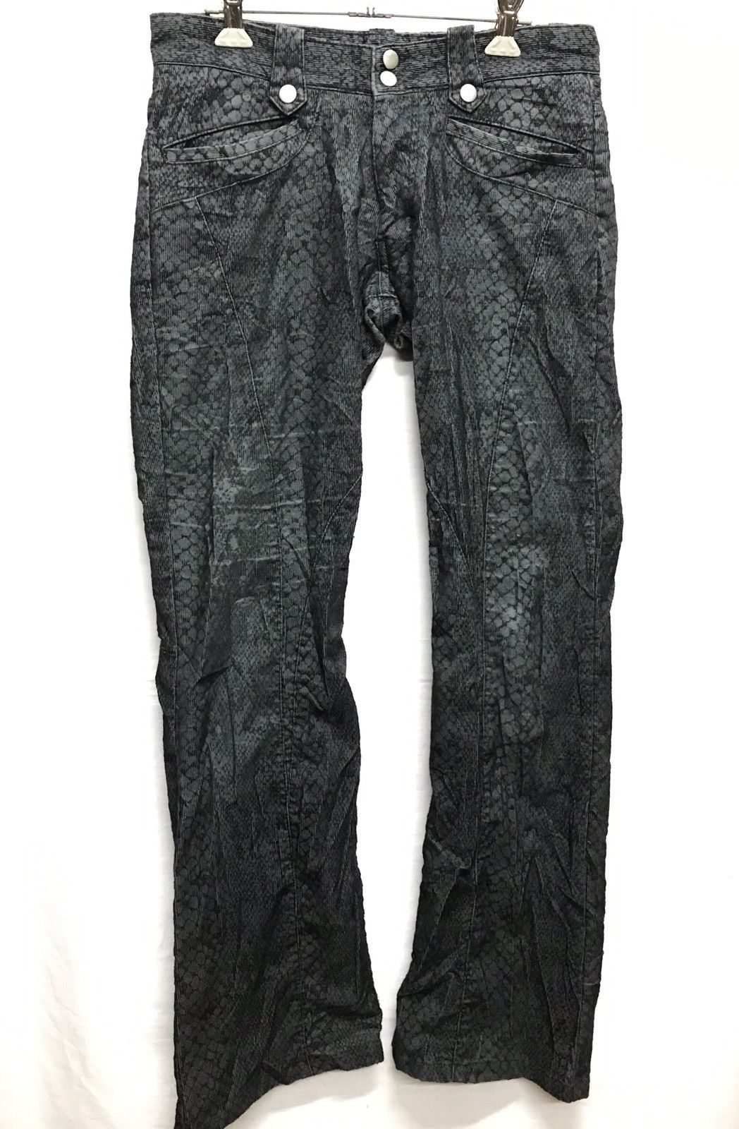 image of Designer Semantic Design Fish Skin Design Bell Bottom Pant in Blueblack, Men's (Size 30)