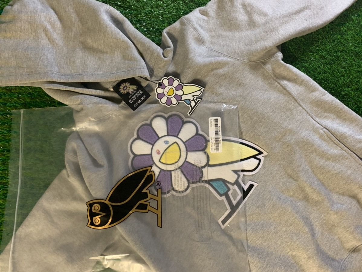 Takashi Murakami x OVO Surplus Flower Owl Hoodie Grey Tops