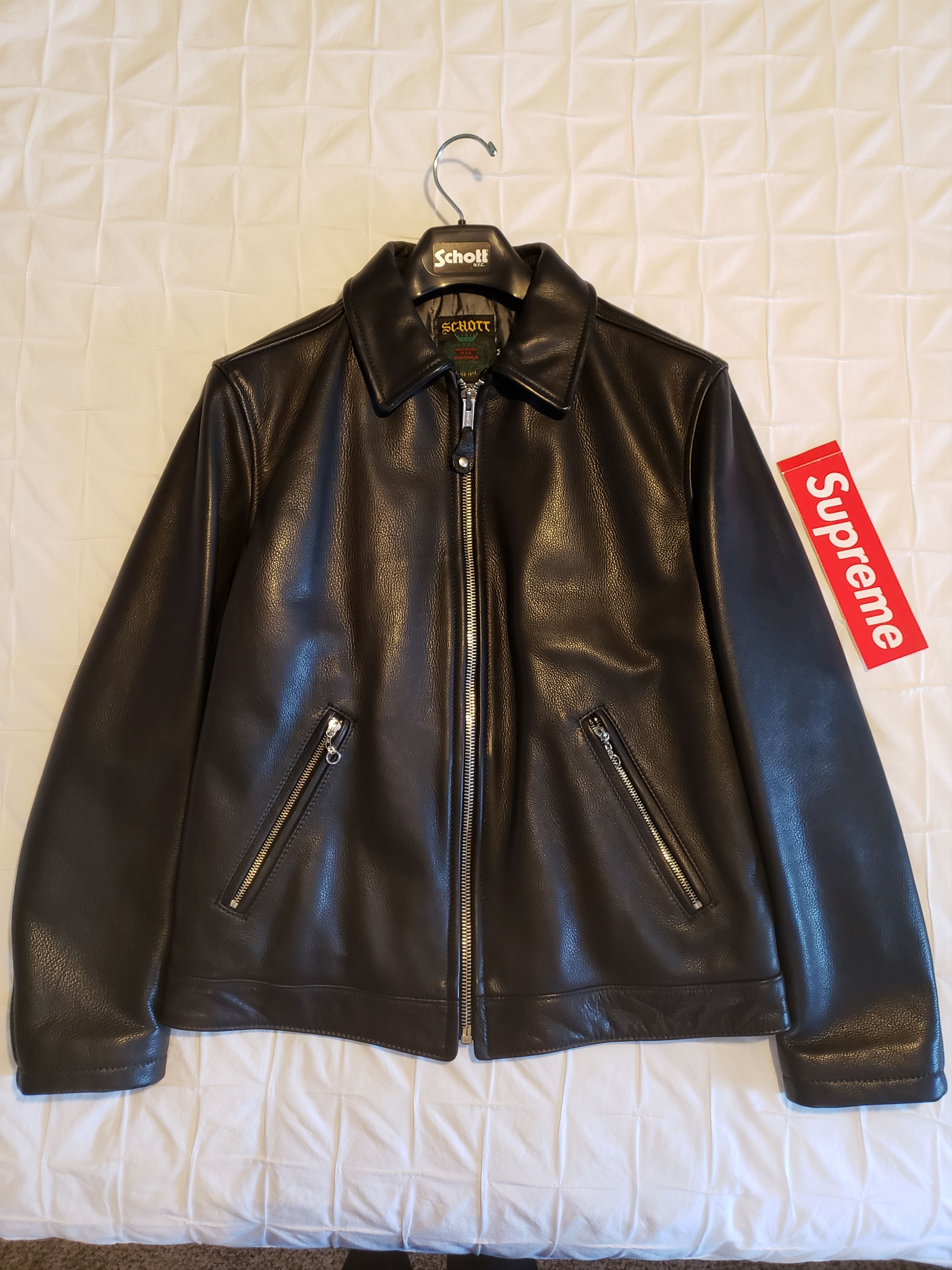 Sサイズ supreme schott leather work jacket-