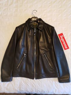 Supreme Schott Leopard Lined Leather Work Jacket Black Men's - FW17 - US