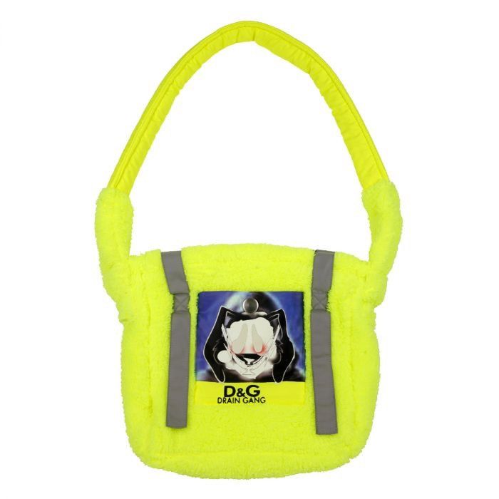 Drain Gang FLUFFY SHOULDER BAG / NEON YELLOW
