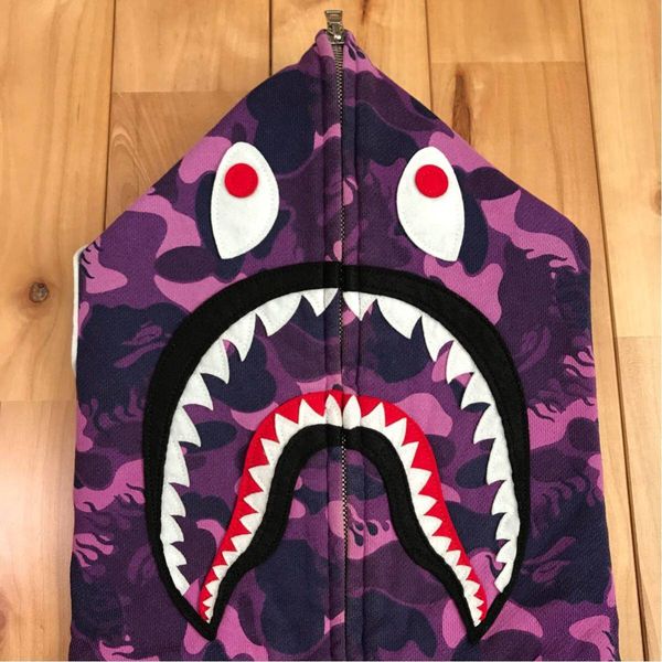 Bape 2009 BAPE fire camo shark full zip hoodie | Grailed