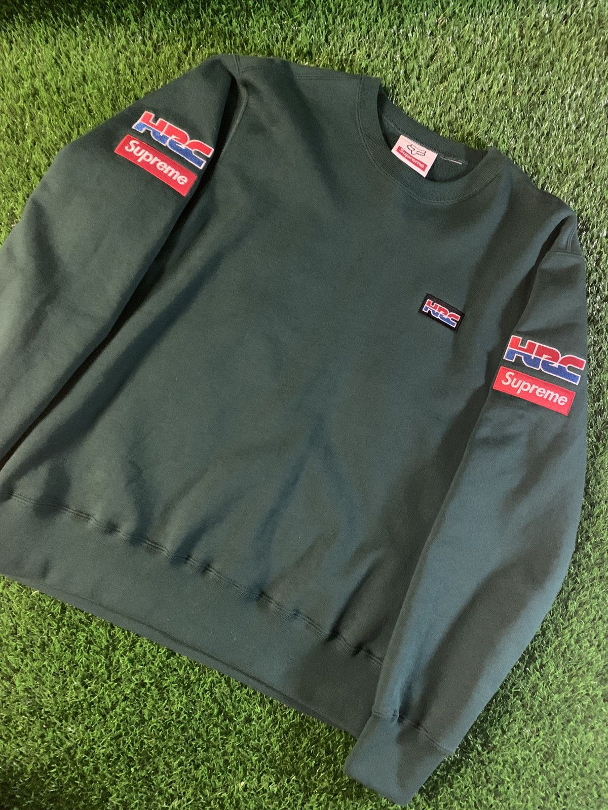 Supreme Supreme Honda Fox Racing Crewneck Dark Green | Grailed