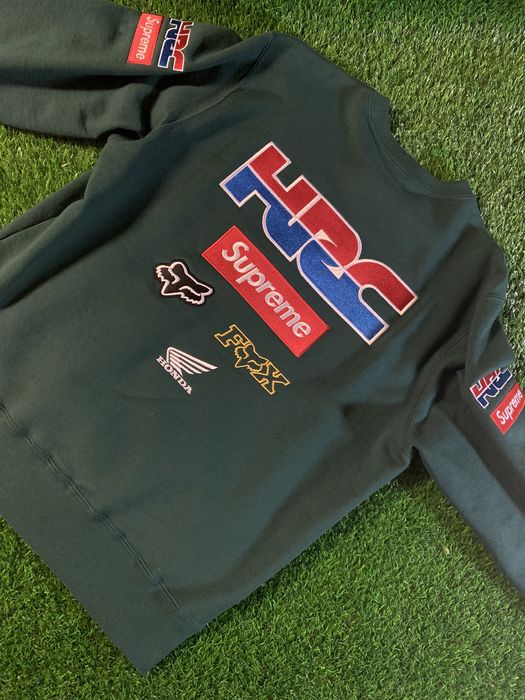 Supreme Supreme Honda Fox Racing Crewneck Dark Green | Grailed