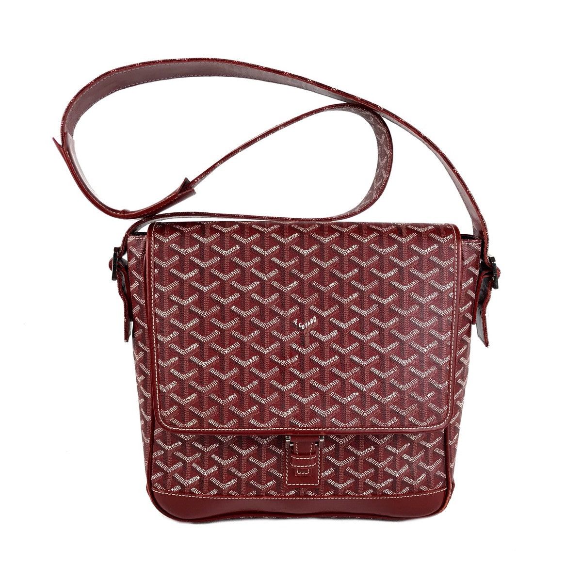 image of Goyard Grand Bleu Mm Messenger Bag in Red, Men's