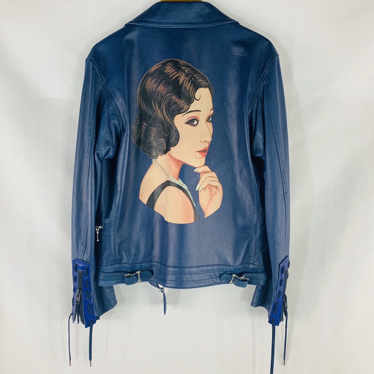 Yohji Yamamoto Blue Leather Biker Jacket | Grailed