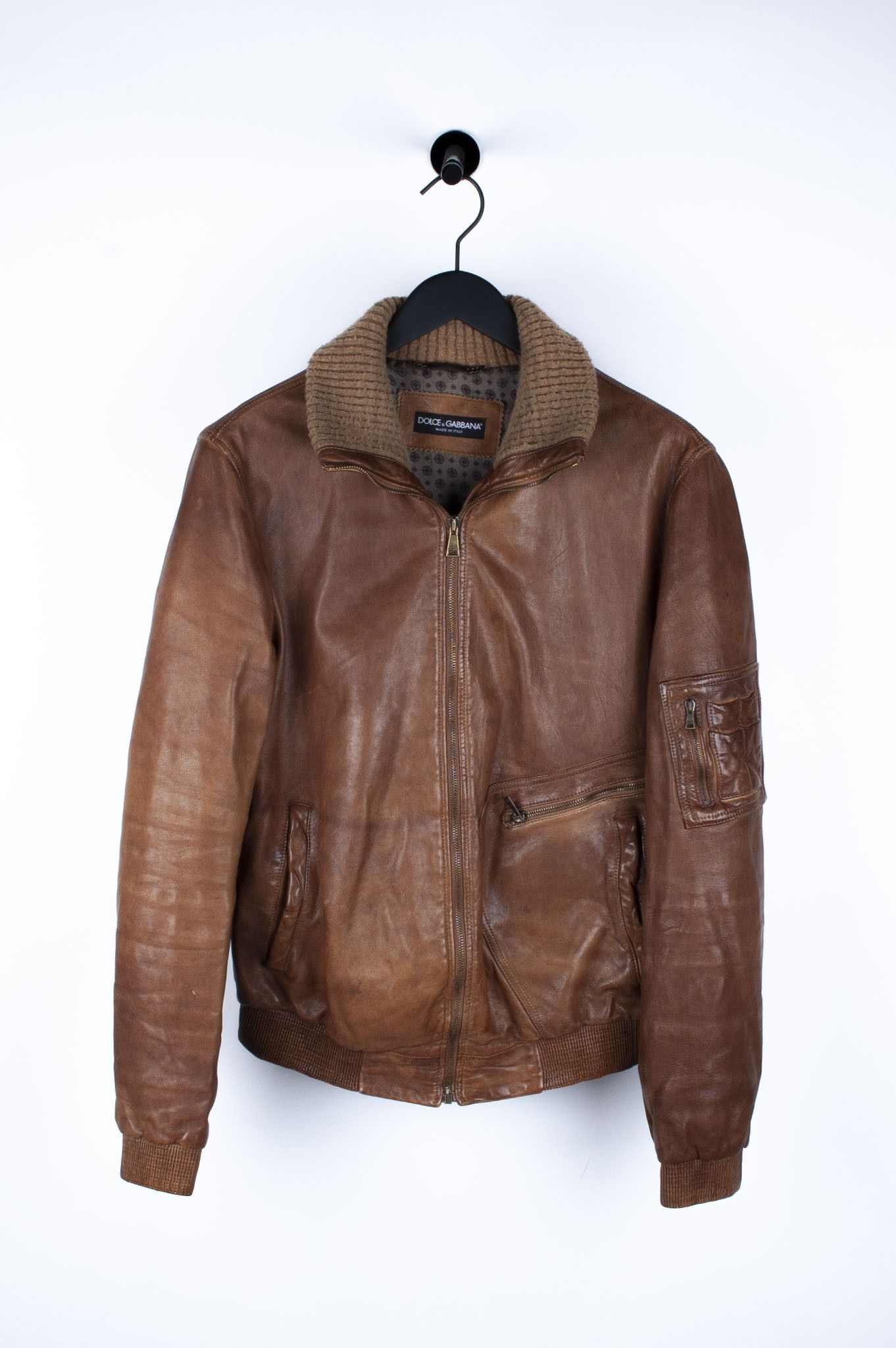 Dolce & Gabbana Dolce&Gabbana MA-1 Leather Bomber Jacket Brown 52
