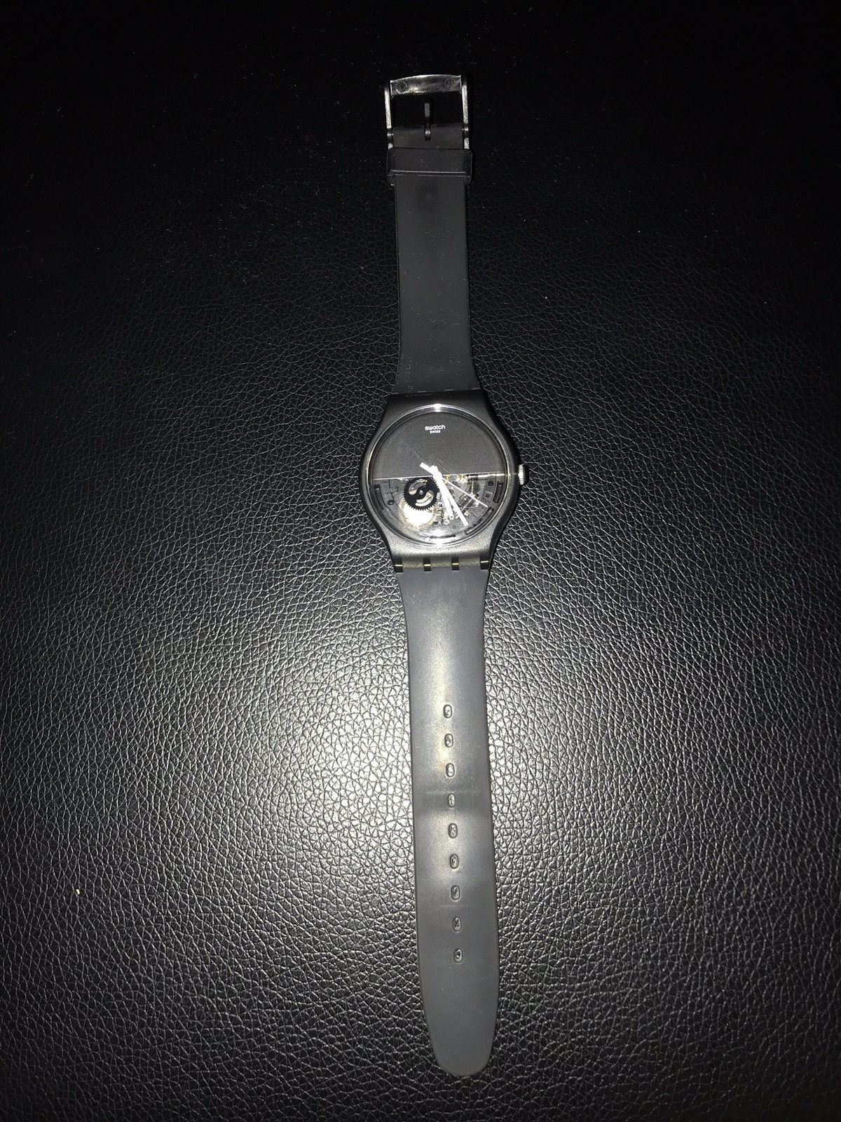 Swatch split face black watch