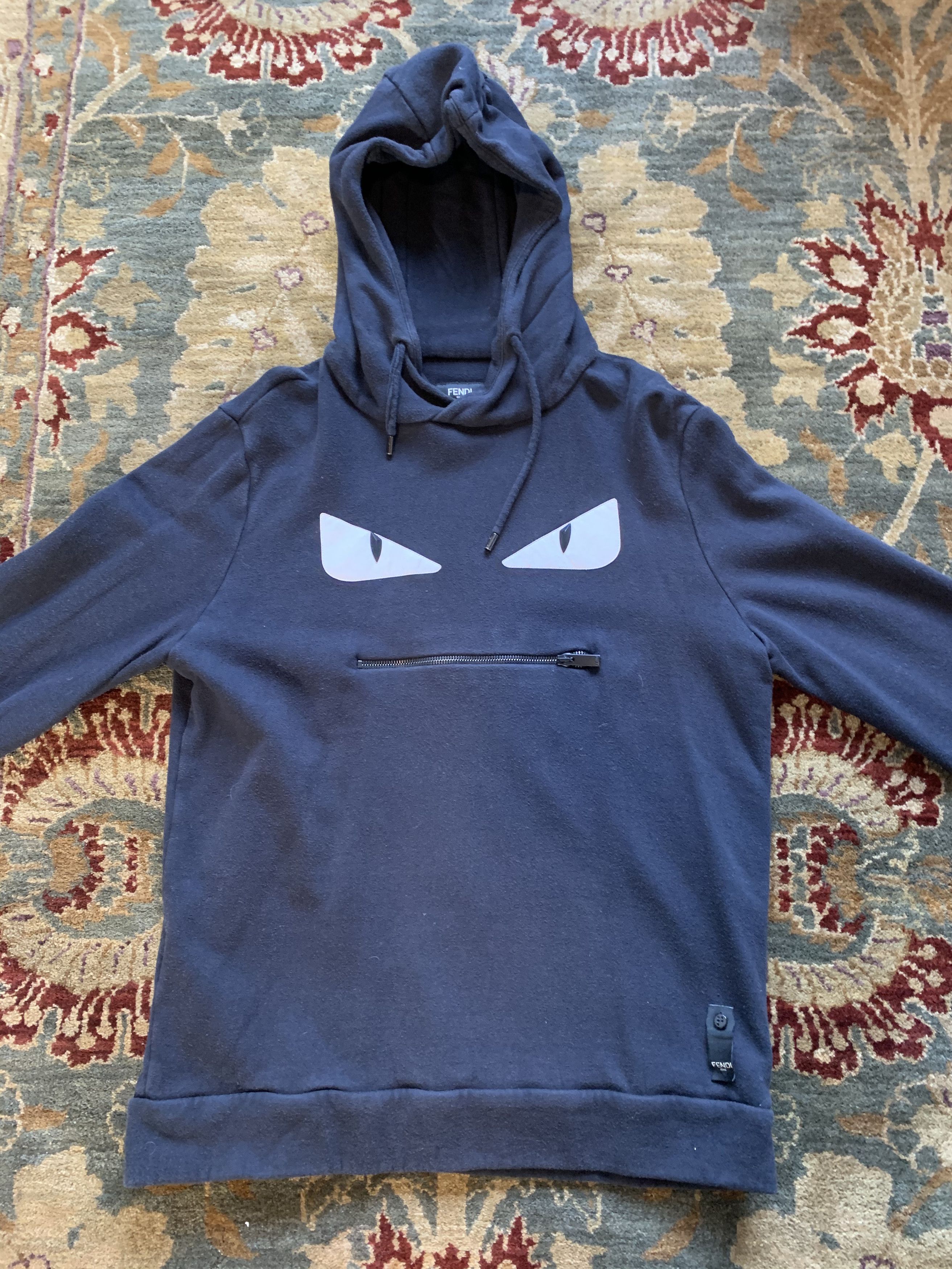 image of Fendi Bug Eyes Hoodie in Black, Men's (Size Small)