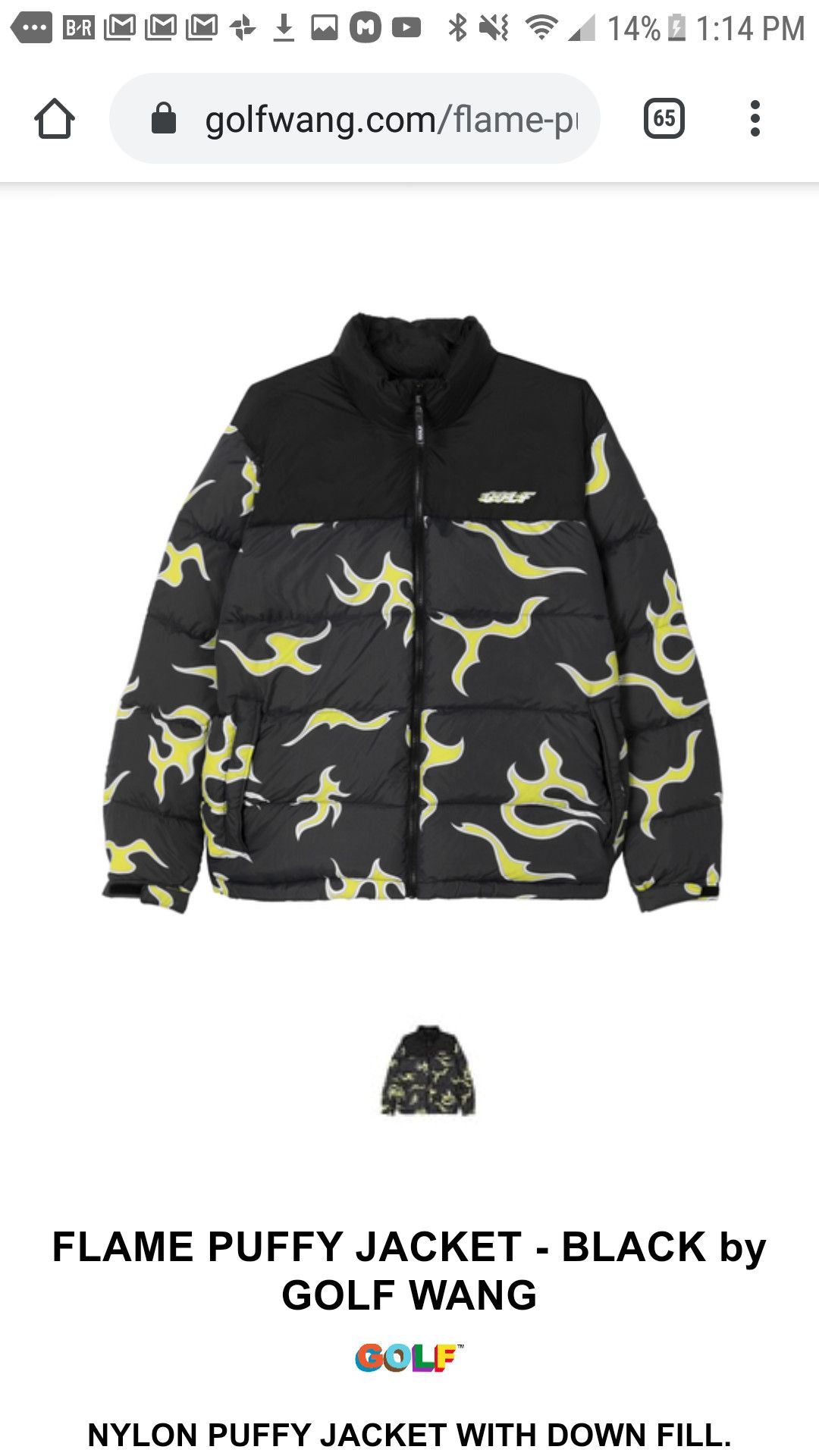 Golf Wang GOLF WANG FLAME PUFFY JACKET Size US XL / EU 56 / 4 - 1 Thumbnail