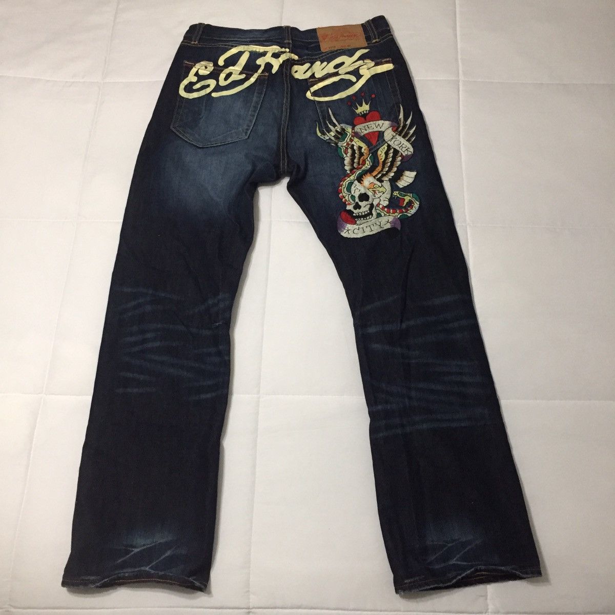 Vintage Ed Hardy Red Skull Jeans Ed Hardy Spell Out Denim Jeans | Grailed